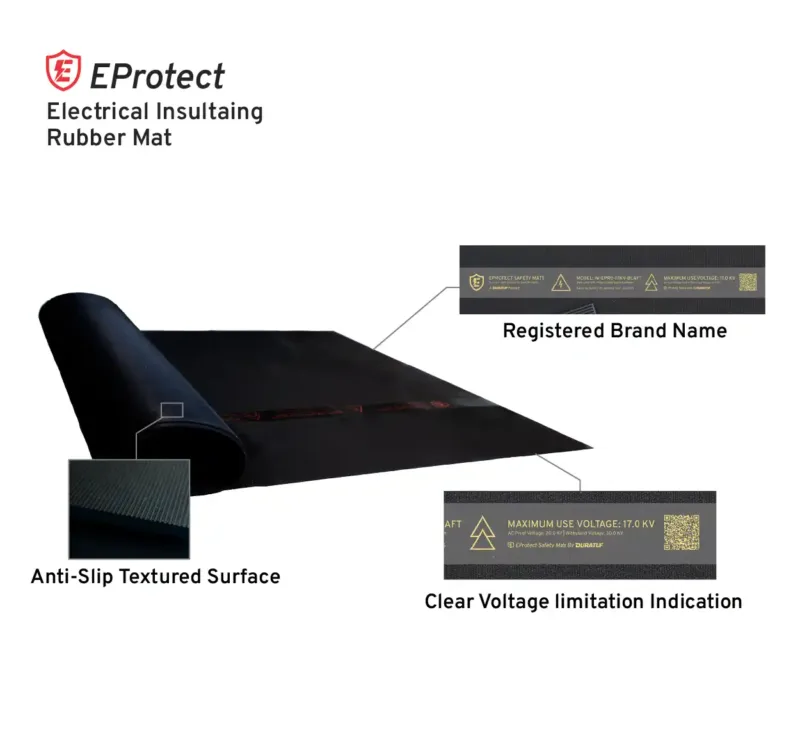 Eprotect composition image-01 IEC 61111 High Voltage Electrical Rubber Mats with label
